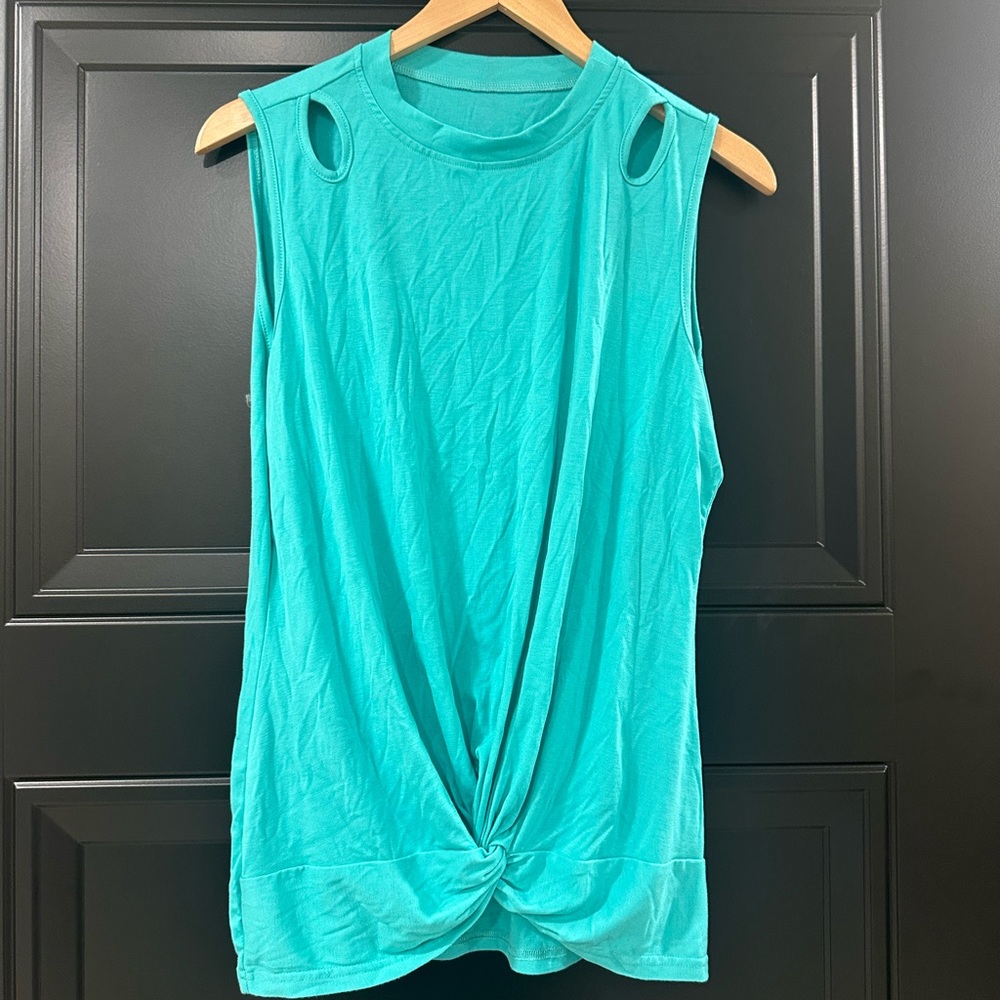 Sleeveless Turquoise Twist Knot Top